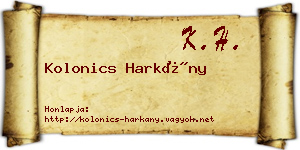 Kolonics Harkány névjegykártya